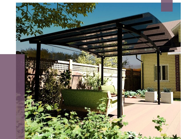 Навесы для террасы в Сургуте от 13033 руб. под ключ | ПРОЛЁТ-Срг