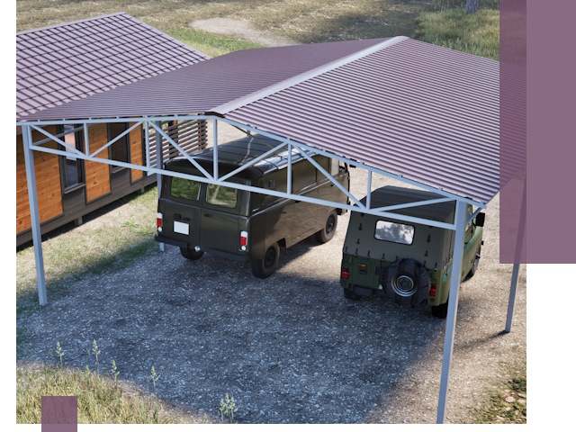 Двускатные навесы под ключ в Сургуте — изготовление и монтаж